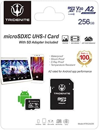 TRIDENITE 256 gb-os Micro SD Kártya, MicroSDXC Memória Nintendo-Kapcsoló, GoPro, Robot, Okostelefon, Tablet, 4K Ultra HD,