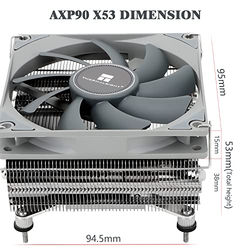 Thermalright AXP90-X53 Alacsony Profil CPU Levegő Hűvösebb, 53mm Magasság, TL-9015 SLIN PWM Ventilátor, AGHP Technológia,