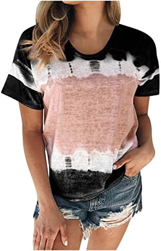 Alkalmi Blúz Tshirt Tini Lányok Rövid Ujjú Pamut Sleeve Csónak Nyakú Grafikus Vintage Nyakkendő Festék Felső QL