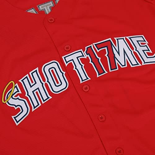 SHOT17ME Férfi Shotime 17 Ohtani Baseball Jersey Hímzés Hipszter Hip-Hop Ing, Egy Nagyobb Méret