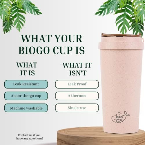 bioGo 16oz Újrafelhasználható Kávés Csésze Fedő 16 oz | Menni Hordozható Csésze Kávé | Mosogatógépben mosható Utazási Bögre