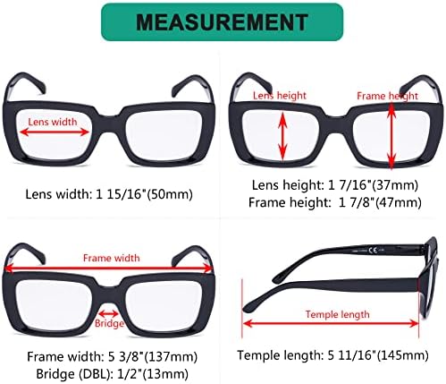 Eyekepper 4 Csomag Női Olvasó Szemüveg - Nagyméretű Szögletes Design Olvasó Szemüveget a Nők