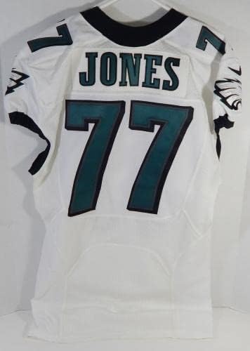 2014 Philadelphia Eagles Barrett Jones 77 Játék Kiadott Fehér Jersey 46+4 726 - előjel nélküli NFL Játék Használt Mezek