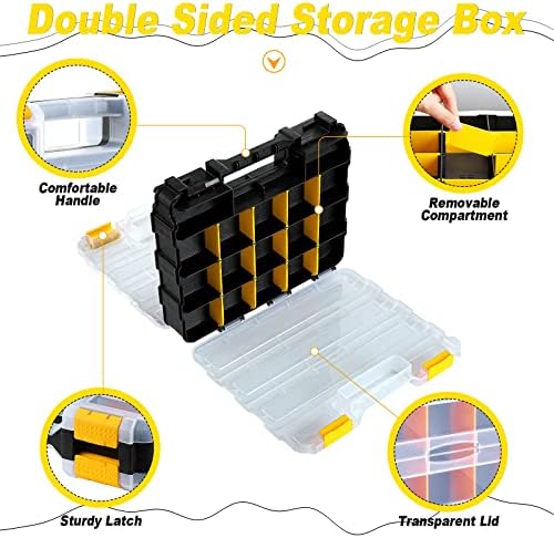 3 Csomag Kétoldalas Tool Box Tároló Hardver Szervező Apró Alkatrészek Esetben Hordozható Műanyag Szerelés Tartály 34 Kivehető