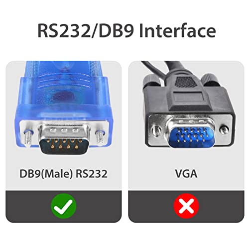 YACSEJAO USB-Soros (9-Pin) - Adapter DB9 Male RS-232-USB 2.0 Átalakító Kábel Windows 10 8 7, Vista, XP, Mac OS, 1,2 M