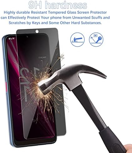 2 Csomag Adatvédelmi Képernyő Védő T-Mobile Revvl 6 5G, 2 Csomag Kamera Lencséjét Védő, Anti-Spy Anti Peep 9H Edzett Üveg,