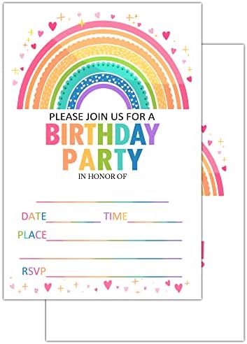 Szülinapi Meghívó Kártya, Tizenévesek számára, Rainbow Party, Parti Meghívó, Lányok, Fiúk, Fél Ünnep Gyerekeknek, Személyre