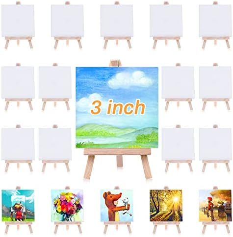 Mini Vászon Festmény a Festőállvány, Cridoz 18 Pack 3x3 Vékony Vászon Festmény Panel Kis Fa Állvány Szett Gyerekeknek Festmény