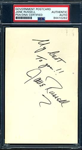 Jane Russell PSA DNS-Coa Aláírt 3x5 Index Kártya Autogramot