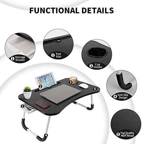 Kör Asztal Összecsukható Ágy Asztal Hordozható Multi-Function Laptop Ágy, Íróasztal, Tároló Fiók pohártartó, Notebook Állvány