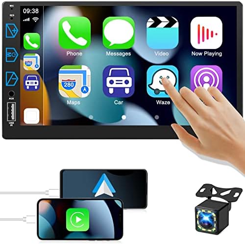 Dupla Din autórádió hangvezérlés Apple CarPlay, Android Auto, 7 Hüvelykes érintőképernyő autórádió, Bluetooth, utángyártott