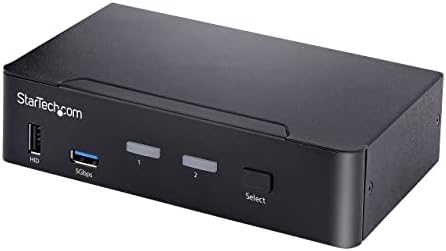 StarTech.com USB-C KVM Switch, 2 Port, DisplayPort KVM w/ 4K-60Hz UHD HDR-Videó 3,5 mm-es Audio, 4X USB HID meg 2X USB 3,2