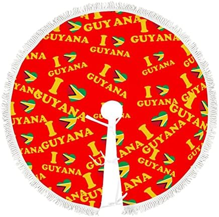 Imádom Guyana Szív Zászló Vicces karácsonyfa Szoknya Bojtos Rövid Plüss,3 Méretben