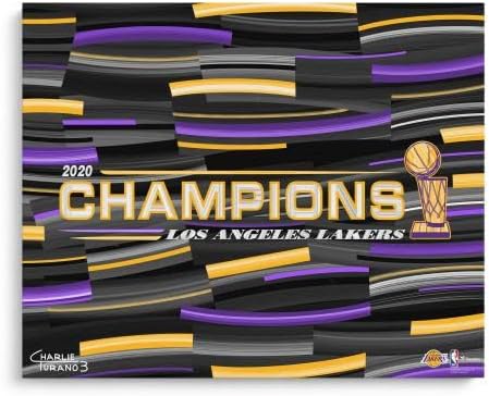 A Los Angeles Lakers 16 x 20 2020 NBA-Döntő Bajnokok Logó Galéria Csomagolva Megszépült Giclee - Eredeti NBA Művészet, Nyomatok
