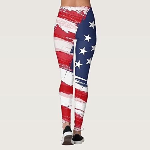 Amerikai Zászló július 4. Női Leggings Has Ellenőrzési USA Zászló Csík Csillag Vékony Ceruza Nadrág Sportos Edzés Rugalmas