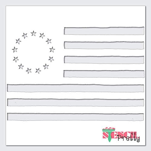 Rusztikus Amerikai Zászló Körkörös Stars & Stripes Stencil Legjobb Vinil Nagy Stencil Festés, Fa, Vászon, Fal, stb.-Gyűjtőcsomagolás