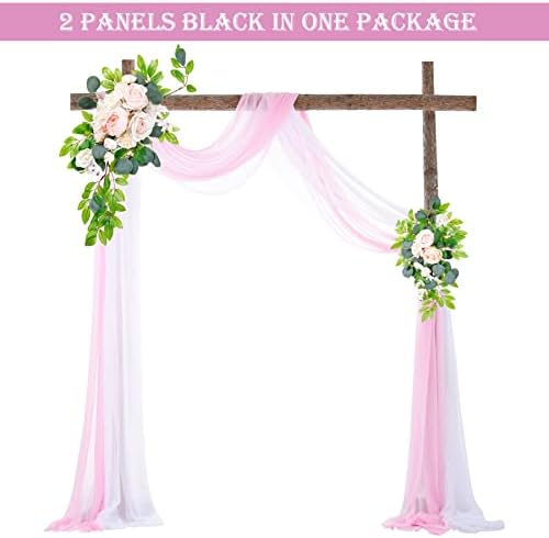 Esküvői Boltív Izolálása Szövet,2 Panelek Fehér+Rózsaszín Tüll Felső Hátteret Függöny Esküvői Szertartás Fél Ünnep Háttér