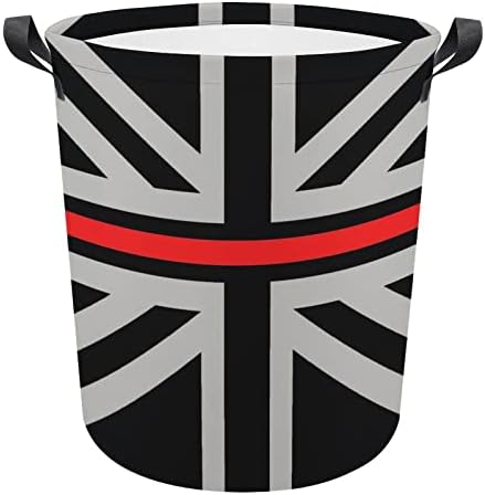 Fekete Vékony Piros Vonal KIRÁLYSÁGBAN a Brit Zászló Szennyes Kosár Összecsukható Szennyesben Ruhát, Táskát tárolóban együtt