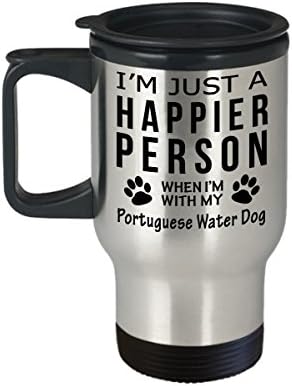 Kutya Szerető Utazási Bögre - Boldogabb Ember A Portugál Víz Kutya -Kisállat-Tulajdonos Mentő Ajándékok