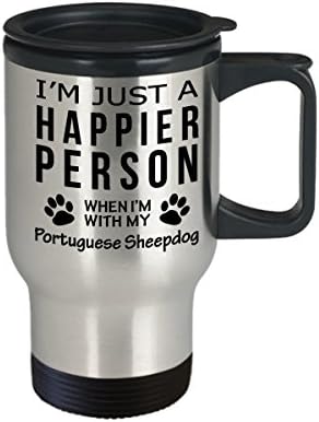 Kutya Szerető Utazási Bögre - Boldogabb Ember A Portugál Juhászkutya -Kisállat-Tulajdonos Mentő Ajándékok
