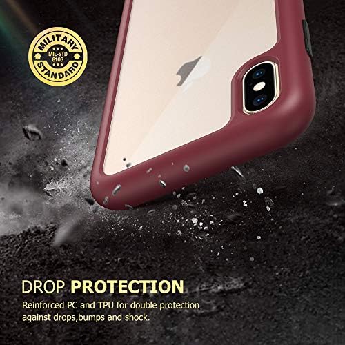 Az iPhone számára, Xs Max, WOGROO Ütésálló Matt Akril Slim Fit Védő Karcolás-Resisitant mobiltelefon Borító - Bordó
