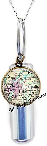 AllMapsupplier Divat Hamvasztás Urna Nyaklánc,Indianapolis térkép Hamvasztás Urna Nyaklánc,Indianapolis térkép Ékszerek,Indianapolis