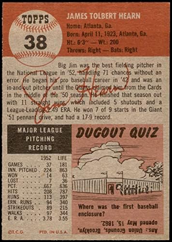 1953 Topps 38 Jim Hearn New York Giants (Baseball Kártya) NM Óriások