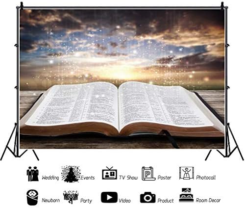 AWERT 5x3ft Szent Biblia Hátteret Templom Rendezvény Dekoráció, Kellékek Bölcsesség, Fény Bokeh Naplemente Jézus Krisztus