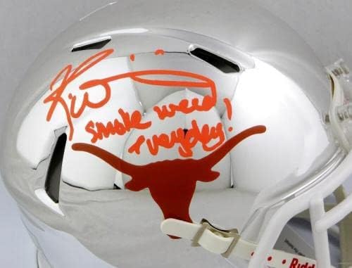 Ricky Williams Aláírt Texas Longhorns Chrome Mini Sisak w/SWED - SZÖVETSÉG W Auth - Dedikált Főiskola Mini Sisak