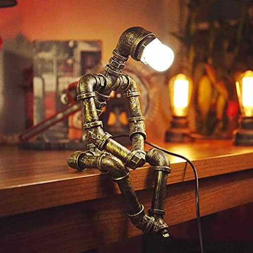 Kreatív Vas Robot asztali Lámpa Retró, Robot, vízvezeték asztali lámpa Bár, Étterem, Kávézó Steampunk Ajándék