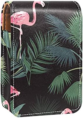 Rúzs Esetben A Tükör Flamingo Trópusi Levelek Szájfény Jogosultja Hordozható Rúzs Tároló Doboz Utazási Smink Táska Mini Bőr