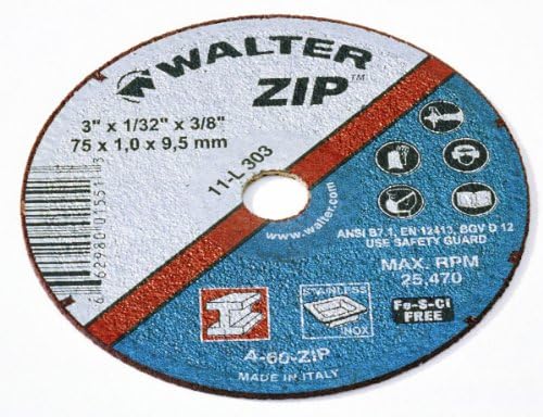 Walter 11L233 2x1/4x3/8 ZIP Acél Rozsdamentes Szennyeződés Ingyenes Cut-Off Kerekek 1-es Típusú Finomság A24, 25 csomag