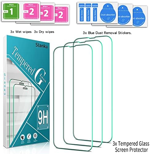 Slanku [3 Csomag] Tervezték iPhone 13 Pro Max Edzett Üveg kijelző Védő fólia, Anti Karcolás, Buborékok, Ingyenes, az Ügy