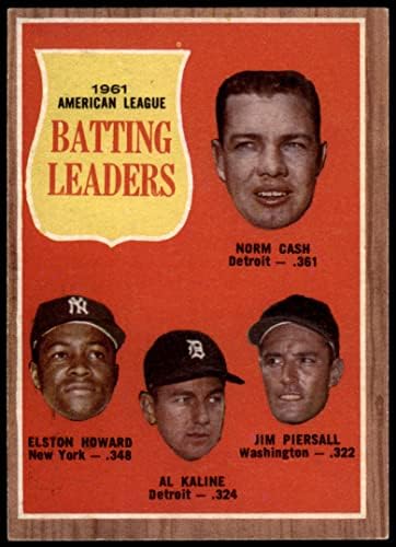 1962 Topps 51 AL Szemrebbenés Vezetők Al Kaline/Norm Készpénz/Elston Howard/Jimmy Piersall Tigrisek/Yankees/Szenátorok
