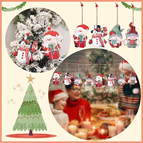 Karácsonyi Díszek, Festett Fa Arctalan Baba Medál Gnome Medál Vintage Üveg Karácsonyi Koszorú