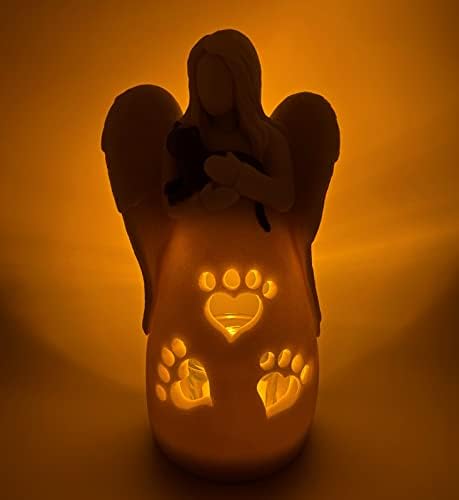 OakiWay Macska Emlékmű Ajándékok – Macska Angyal gyertyatartó Figura Dekor w/Pislákoló LED - Macska Anya Együttérzés Női