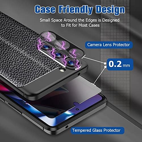 [2+2 Csomag] Privacy Screen Protector valamint a Kamera Lencséjét Védő Samsung Galaxy S23+ Plusz 6.6 Hüvelyk Edzett Üveg