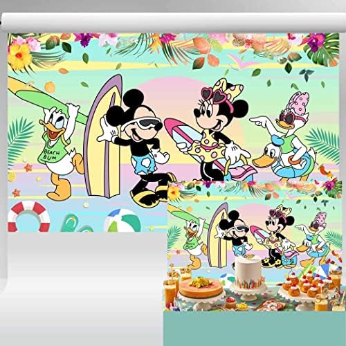 Mickey and Minnie Beach Party Hátteret, Pasztell Trópusi Táj Háttér Mickey Egér, Barátok, Nyár, Nyaralás Banner a Torta Tábla