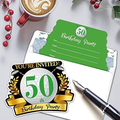 RZHV 15 Csomag Golf 50 Születésnapi Alakú Fill-In Meghívók, Kártyák Borítékok Felnőttek számára, Vicces Születésnapi Évfordulóján