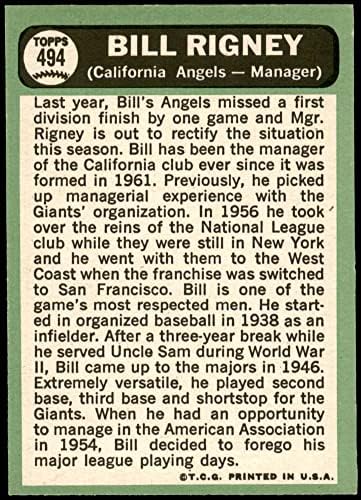 1967 Topps 494 Bill Rigney Los Angeles Angels (Baseball Kártya) EX Angyalok