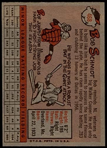 1958 Topps 468 Bob Schmidt San Francisco Giants (Baseball Kártya) EX/MT Óriások