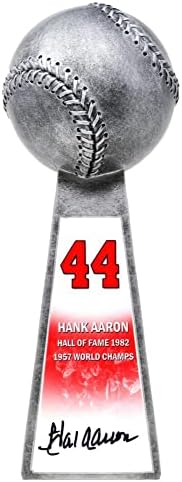 Hank Aaron Aláírt Baseball Világbajnok 14 Hüvelyk Replika Ezüst Trófea - Dedikált Baseball