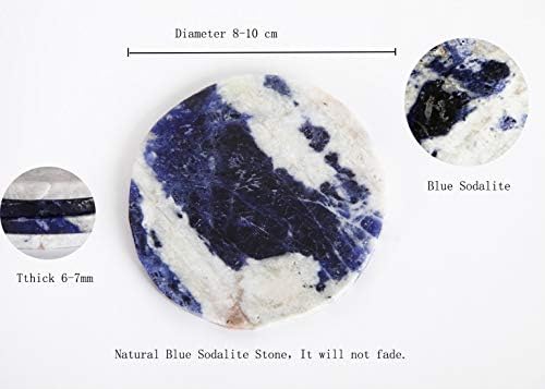 JIC Gem 3.5-4 Kék Sodalite Drágakő Természetes Szeletelt Kristály Alátét Készlet 4 8-10 cm Geode Decrative Alátétek Otthoni