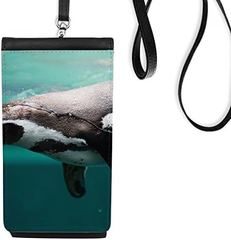 Óceán Mély Kék Pingvin Víz Kép Phone Wallet Pénztárca Lóg Mobil Tok Fekete Zseb