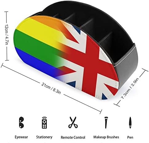 LMBT Büszkeség Brit Zászló Távirányító Birtokosai PU Bőr Caddy Tároló Szervező Doboz 5 Rekesz az Otthoni Irodai Kellékek