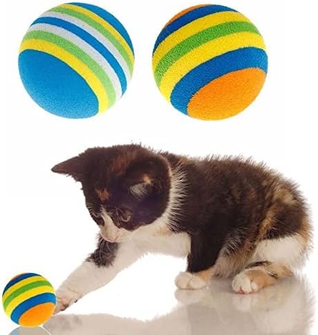 10 Db/Készlet EVA Szivárvány Labdát Interaktív Labda Rágni Labda Játékok Kisállat Macska Cica(Narancssárga)