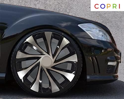 Copri Készlet 4 Kerék Fedél 16 cm Ezüst-Fekete Dísztárcsa Snap-On Illik Nissan