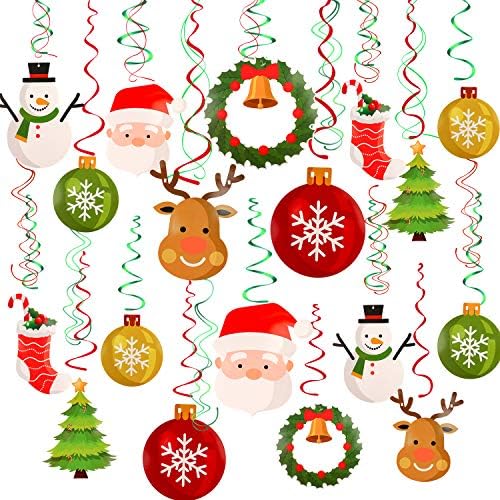 Konsait Karácsonyi Lóg Örvény Dekoráció Készlet(32pcs), Boldog Karácsonyt Kavarog Garland karácsonyfa Hóember Mikulás Zokni