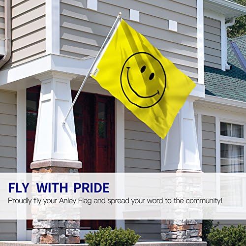 Anley Repülni Szellő 3x5 Méteres Sárga Smiley Zászló - Élénk Színű, a Fade Bizonyíték - Vászon Fejléc, Dupla Varrott - Boldog