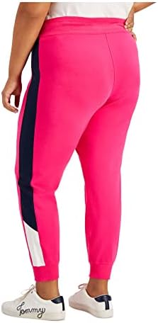 Tommy Hilfiger Sport Női Plusz Colorblock Csík Futó Nadrág Rózsaszín 2X